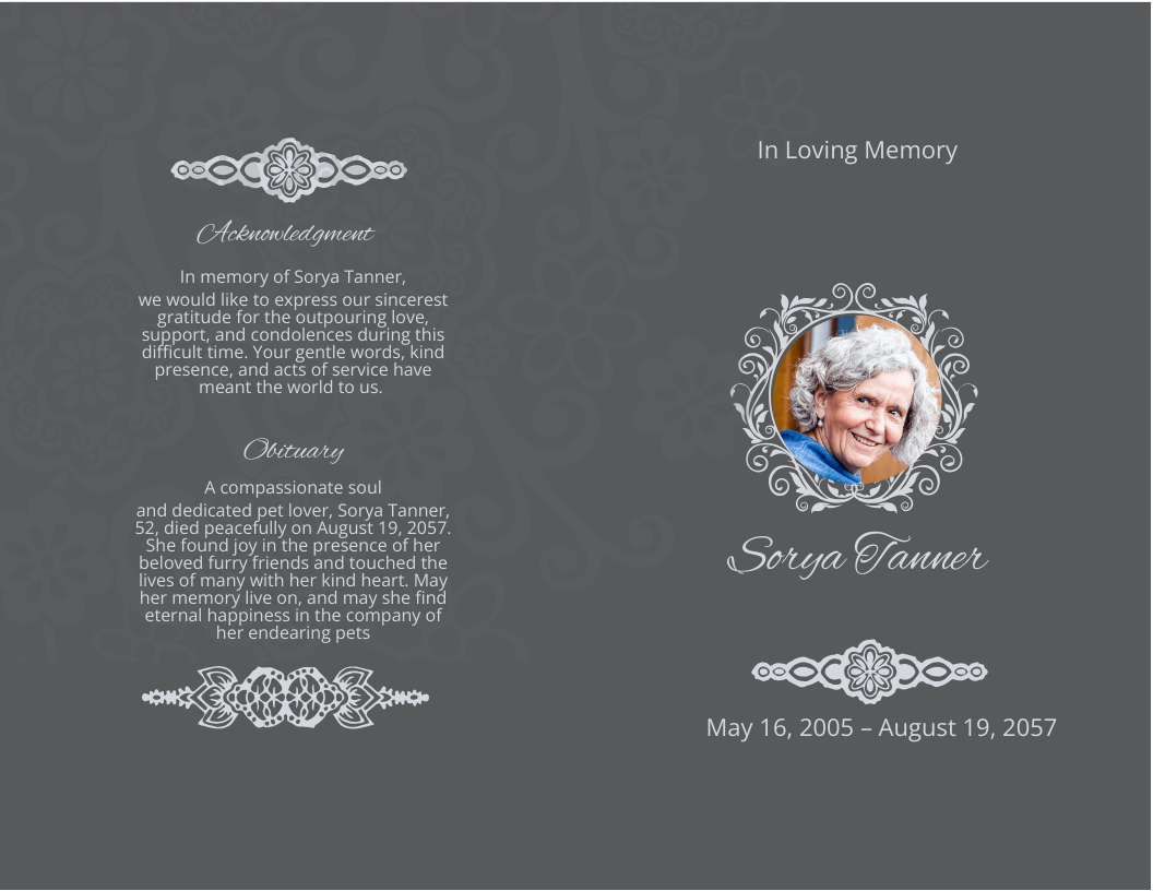 Funeral Obituary Invitation Card