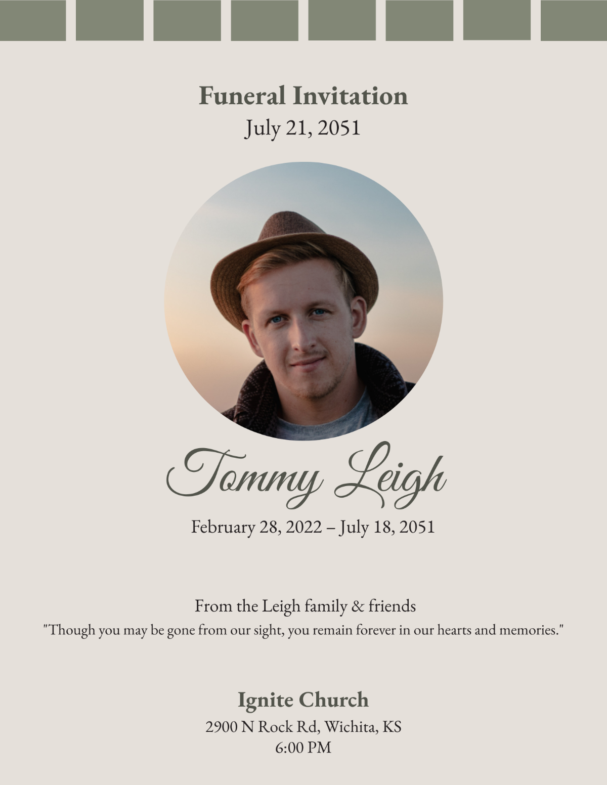 Funeral Invitation Photoshop Template