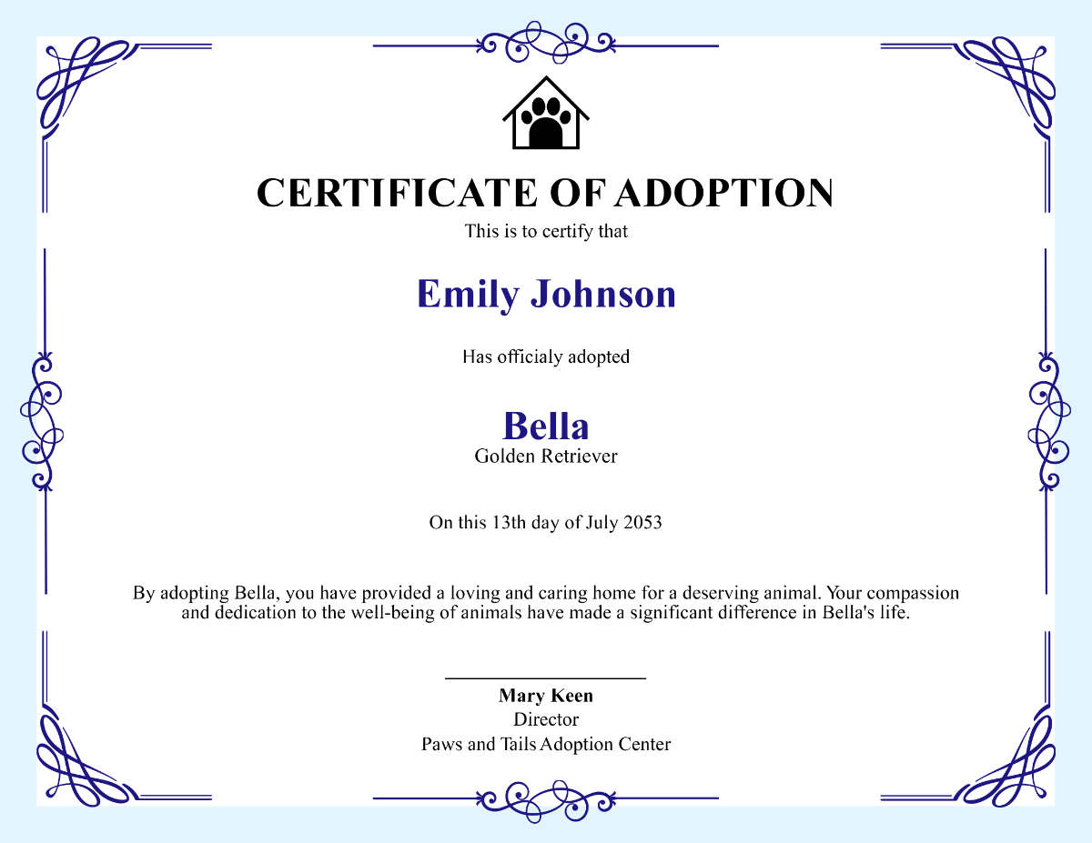 Free Simple Adoption Certificate