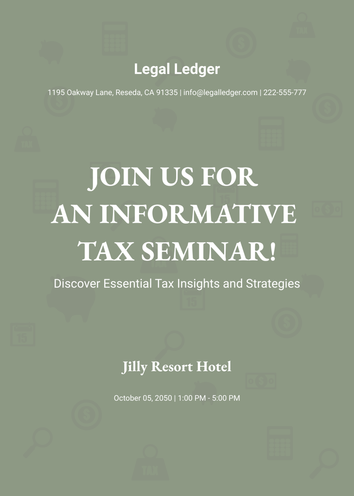 Seminar Postcard Invitation for Tax Template