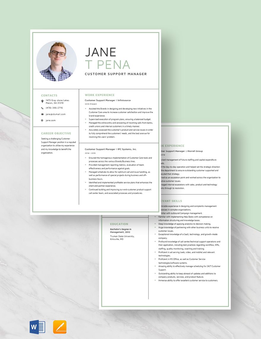 Customer Support Manager Resume