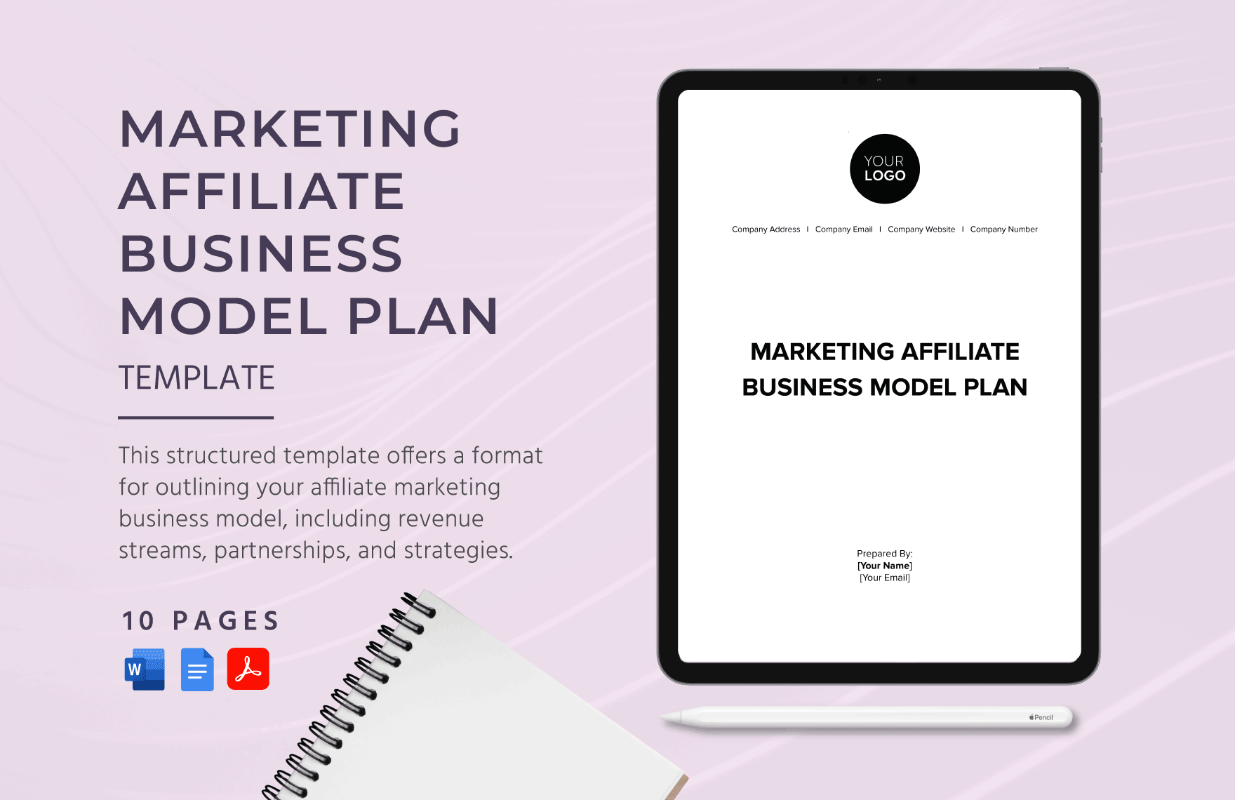 Marketing Affiliate Business Model Plan Template