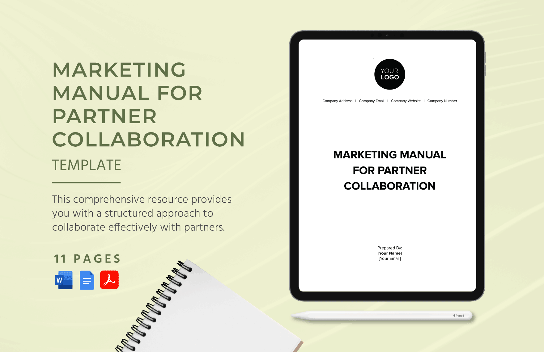 Marketing Manual for Partner Collaboration Template in Word, Google Docs, PDF