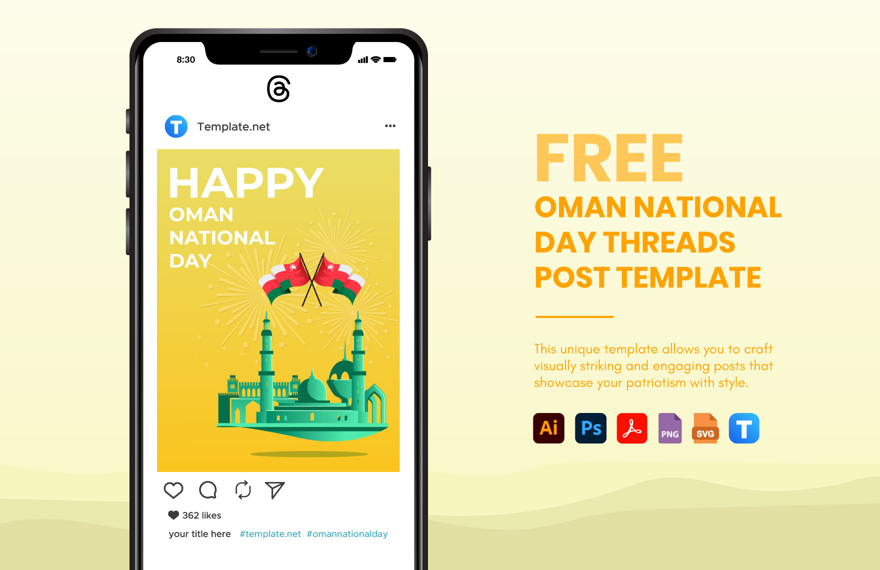 Free Oman National Day Threads Post Template in PDF, Illustrator, PSD, SVG, PNG