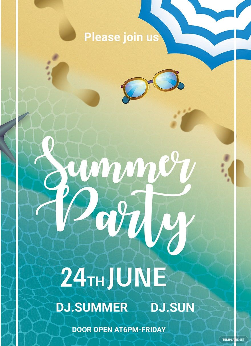 Simple Summer Pool Party Invitation Template