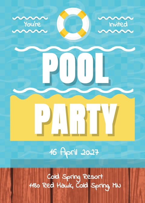 Simple Summer Pool Party Invitation Template - Illustrator, Word ...