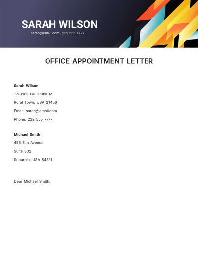 Free Office Appointment Letter Template to Edit Online
