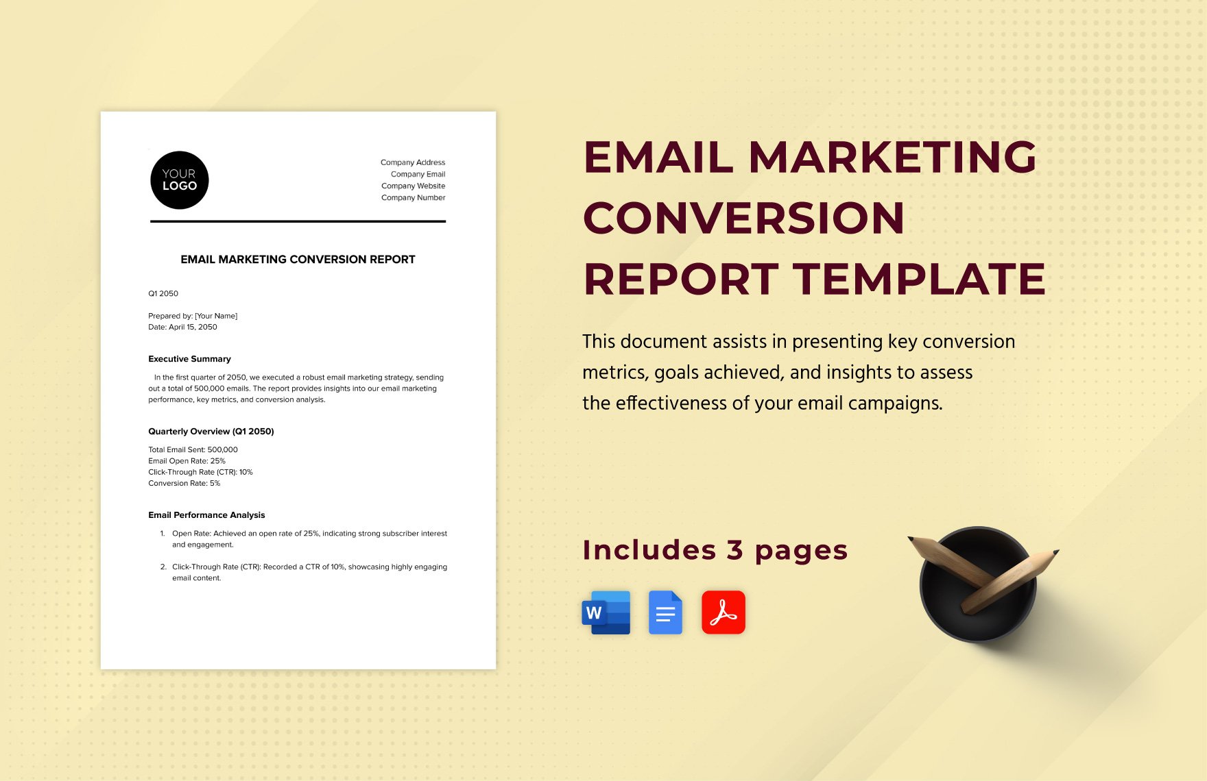 Email Marketing Conversion Report Template