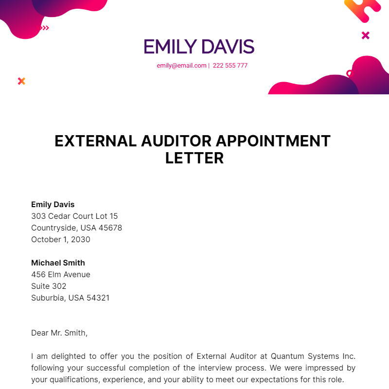 External Auditor Appointment Letter Template