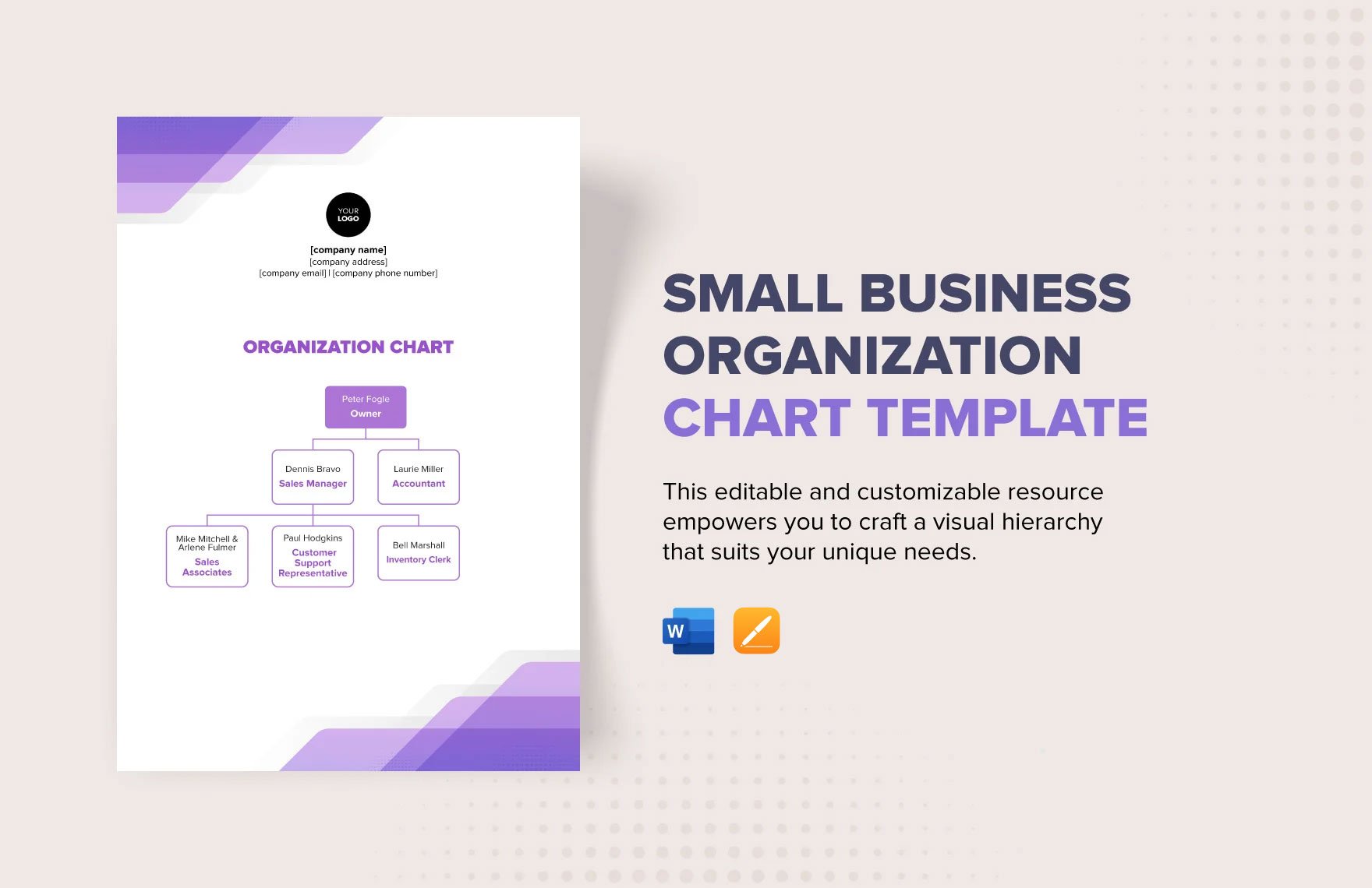 Free Small Business Organization Chart Template in Word, Apple Pages