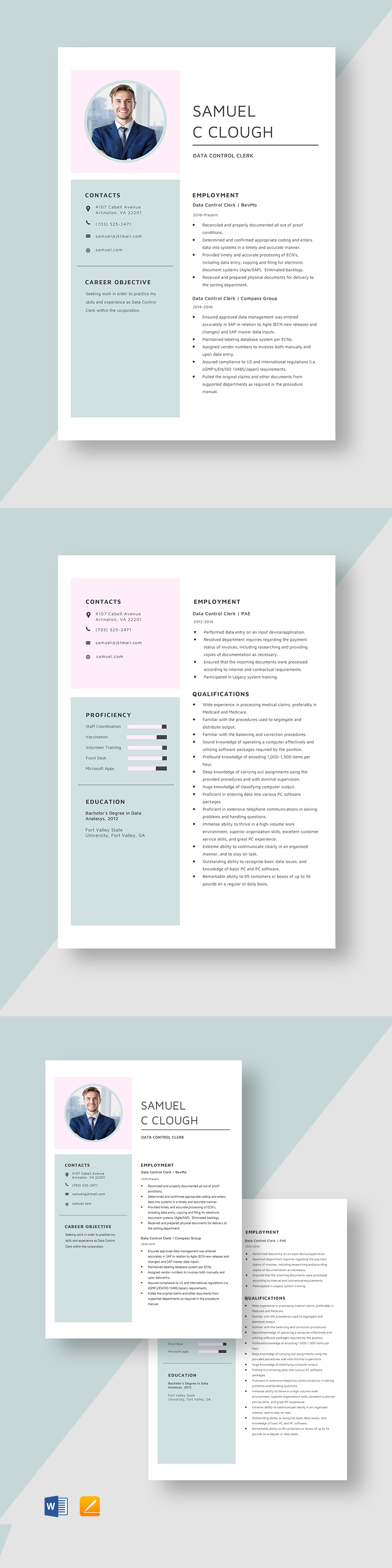 Data Entry Clerk Resume Template Illustrator Indesign Word Apple Data Entry Clerk Resume Template Illustrator Indesign Word Apple