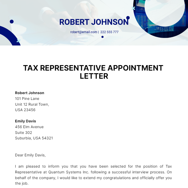 Tax Representative Appointment Letter Template