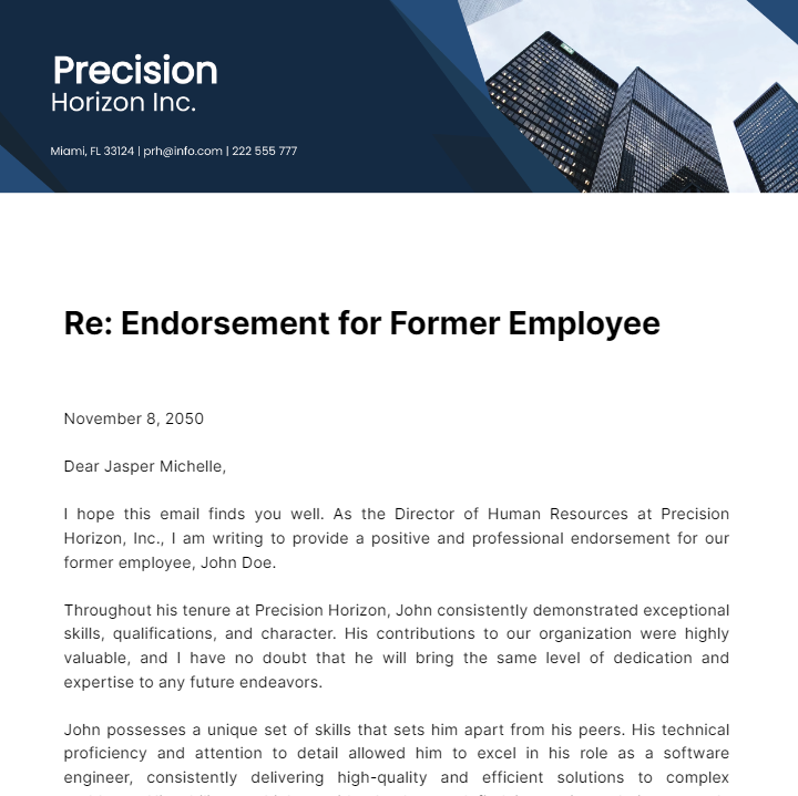 Former Employee Reference Letter  Template