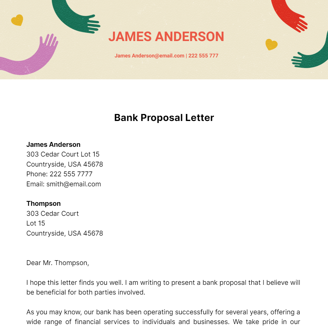 Bank Proposal Letter Template - Edit Online & Download