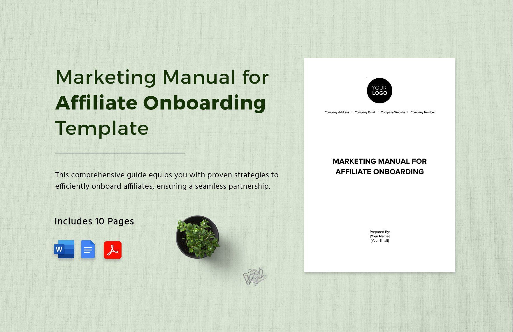 Marketing Manual for Affiliate Onboarding Template in Word, Google Docs, PDF