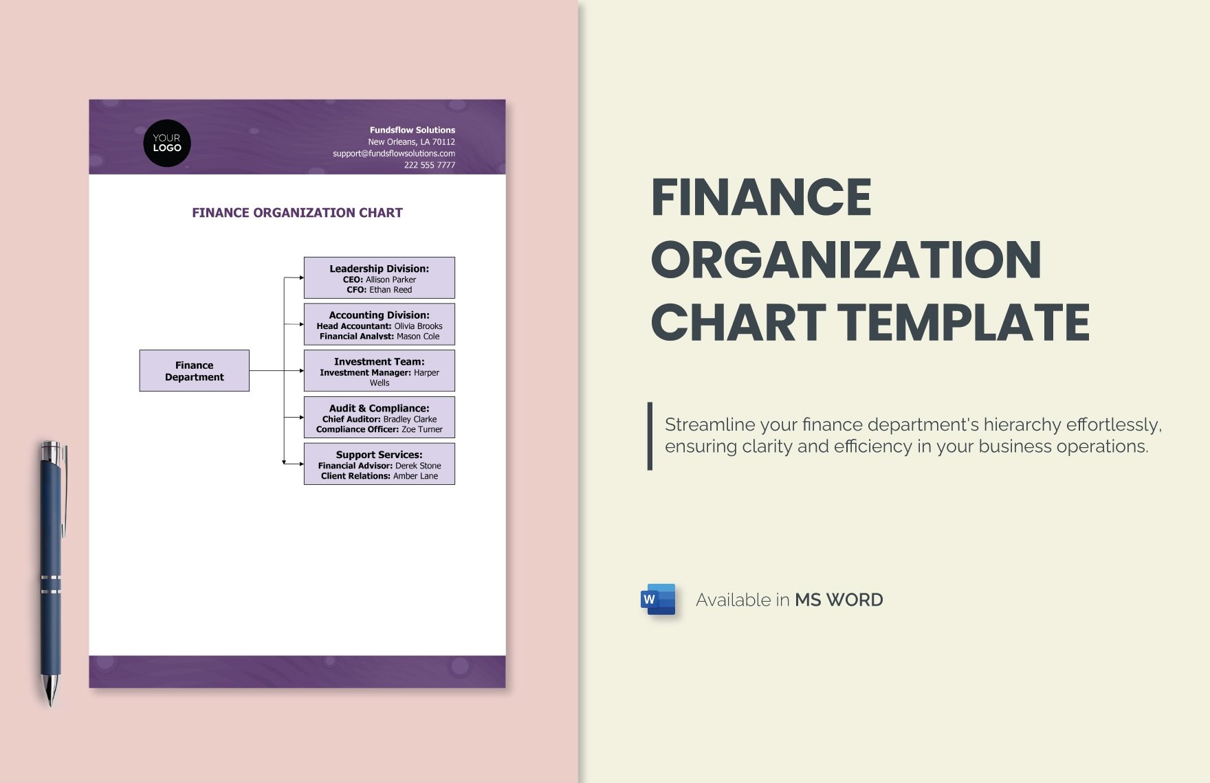 Finance Organization Chart Template