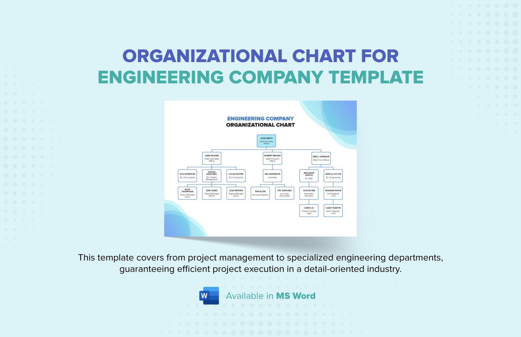 Organizational Chart for Engineering Company Template