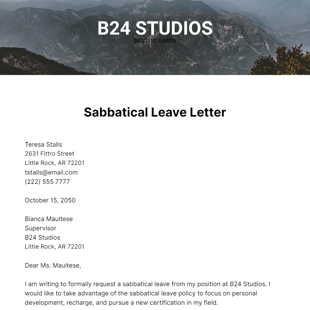 Sabbatical Leave Letter Template