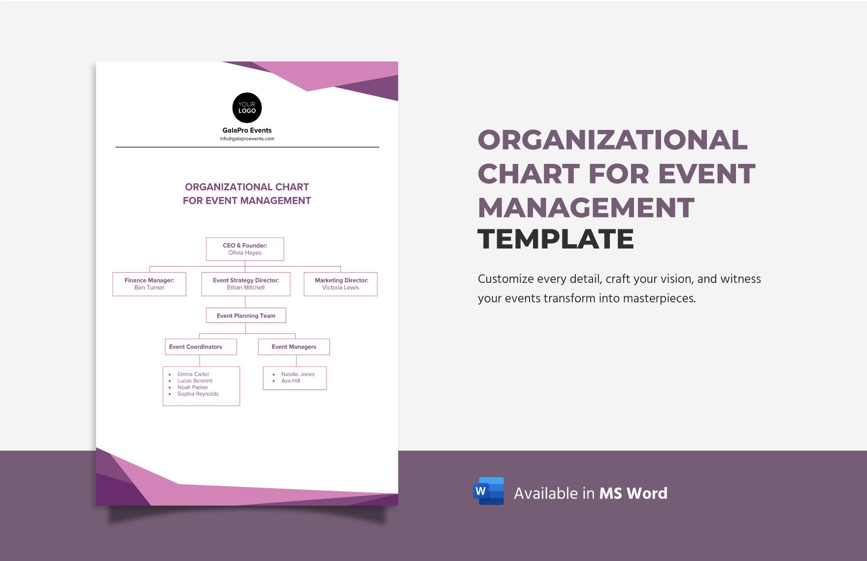 Organizational Chart for Event Management Template