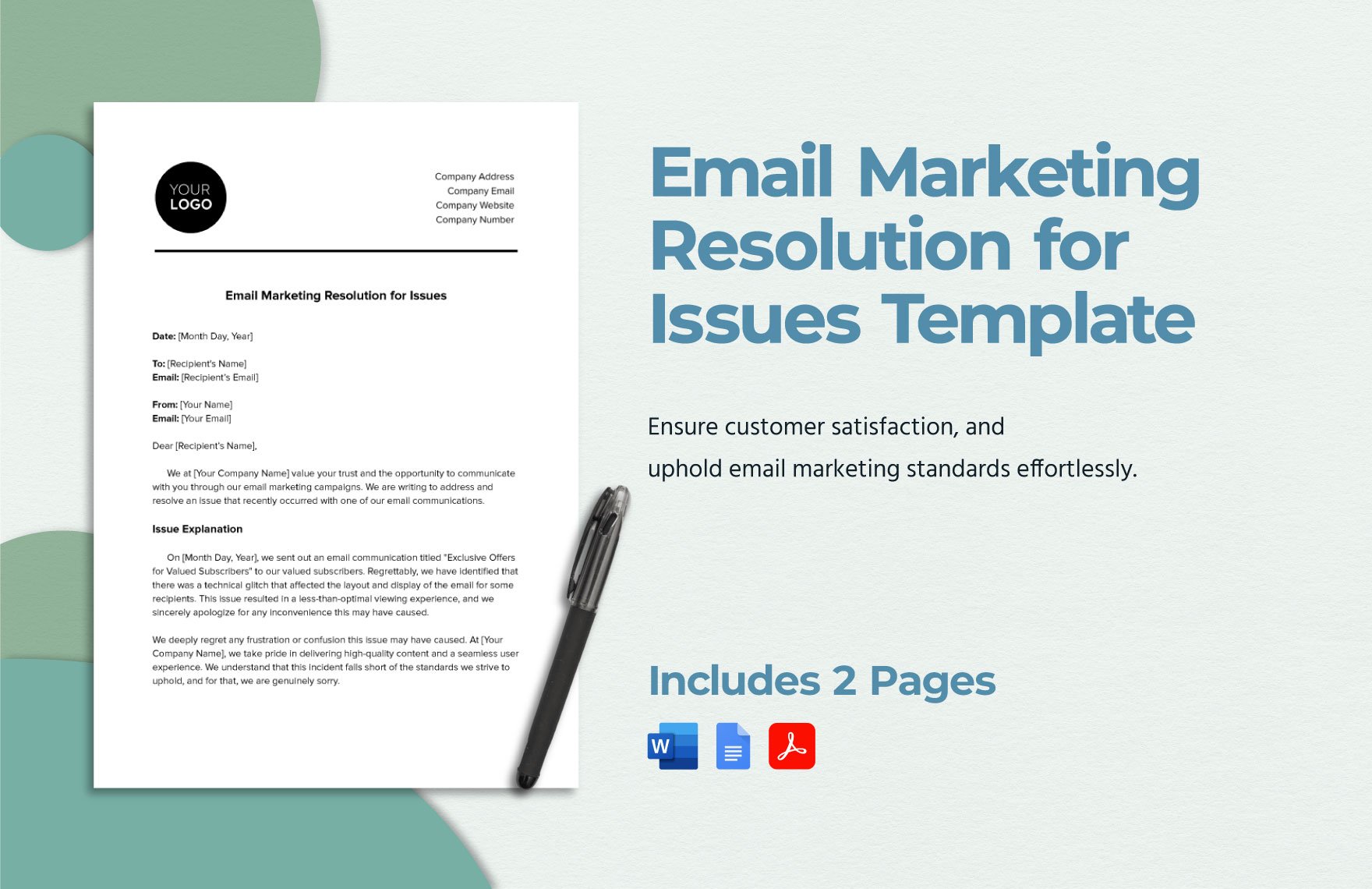 Email Marketing Resolution for Issues Template