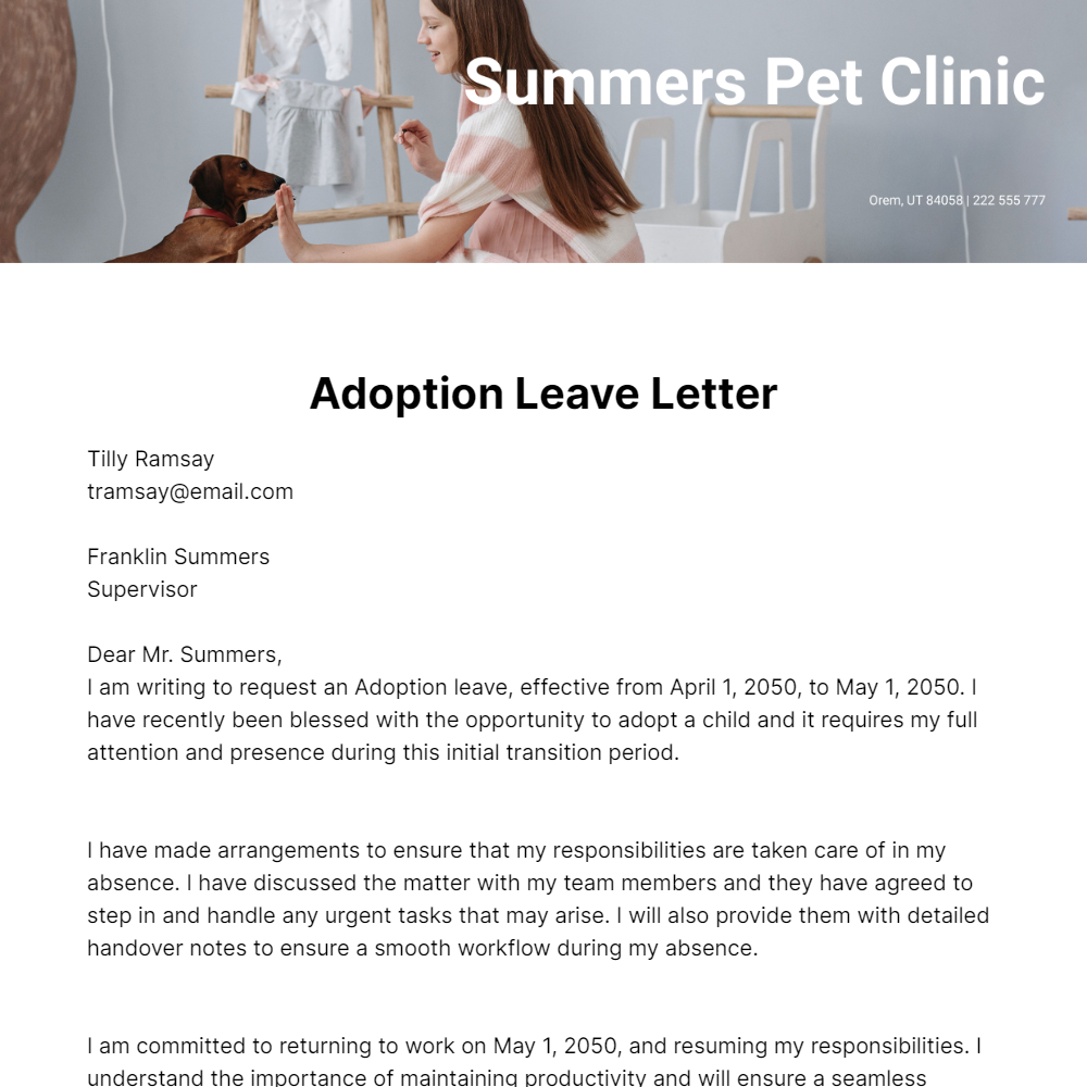 Adoption Leave Letter Template