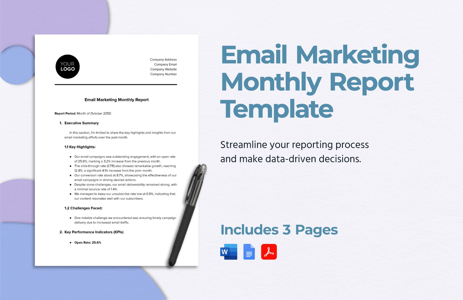 Email Marketing Monthly Report Template in Word, Google Docs, PDF