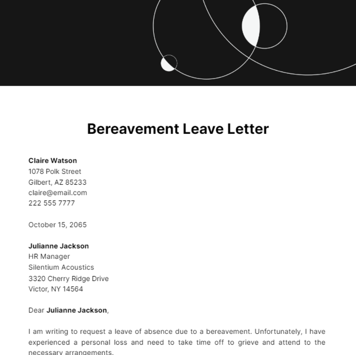 Bereavement Leave Letter Template