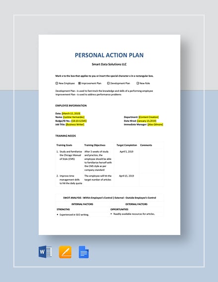 personal action plan 