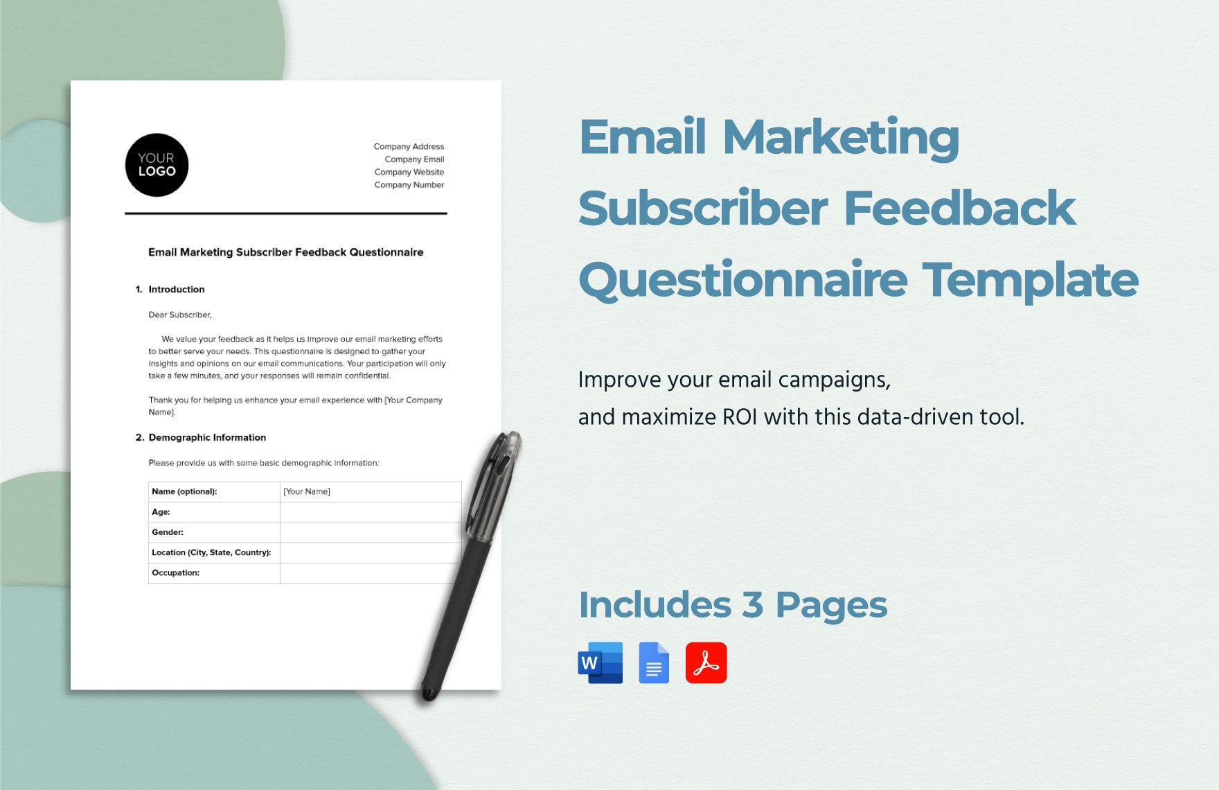 Email Marketing Subscriber Feedback Questionnaire Template in Google Docs
