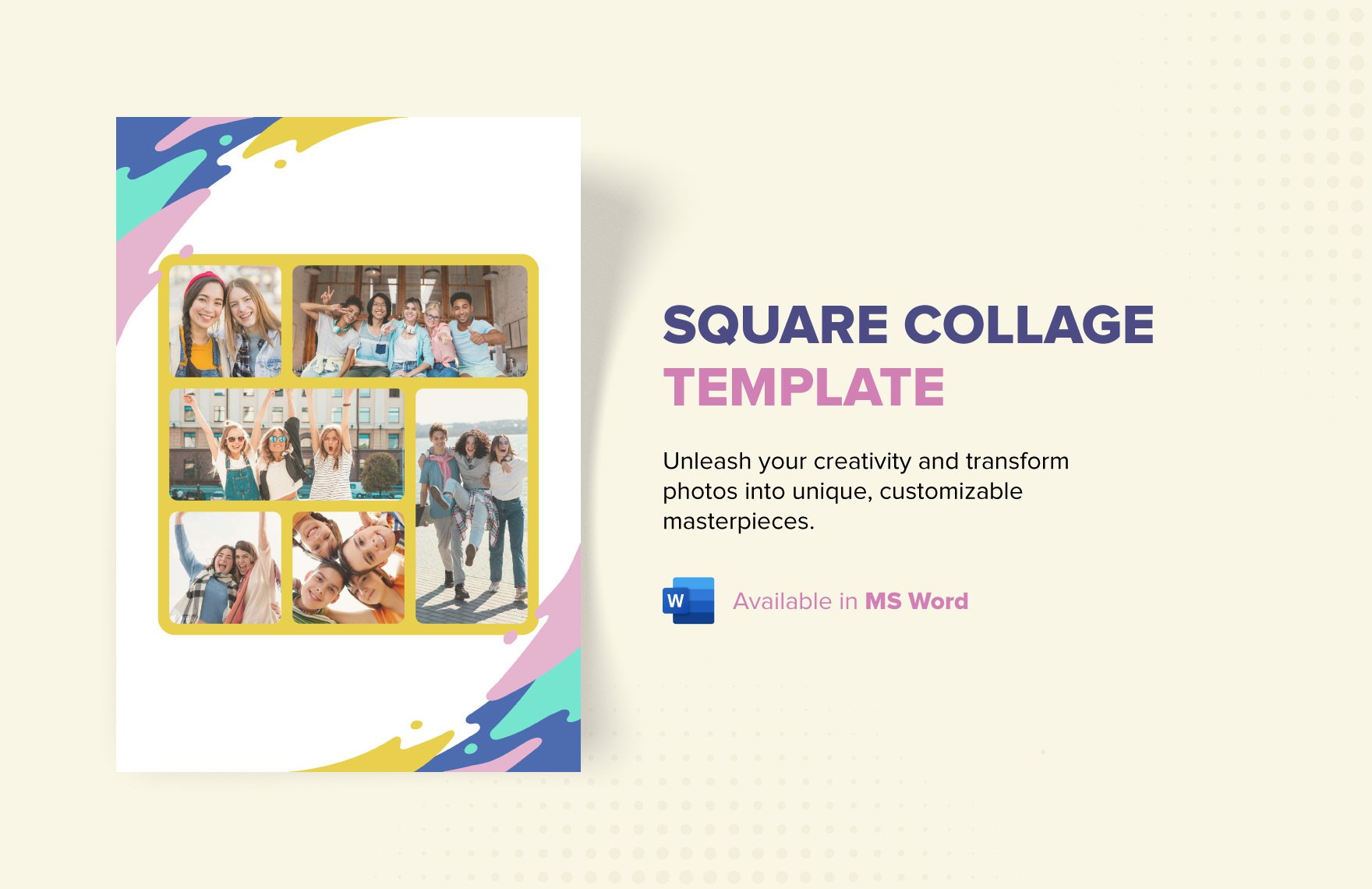 Free Square Collage Template in Word