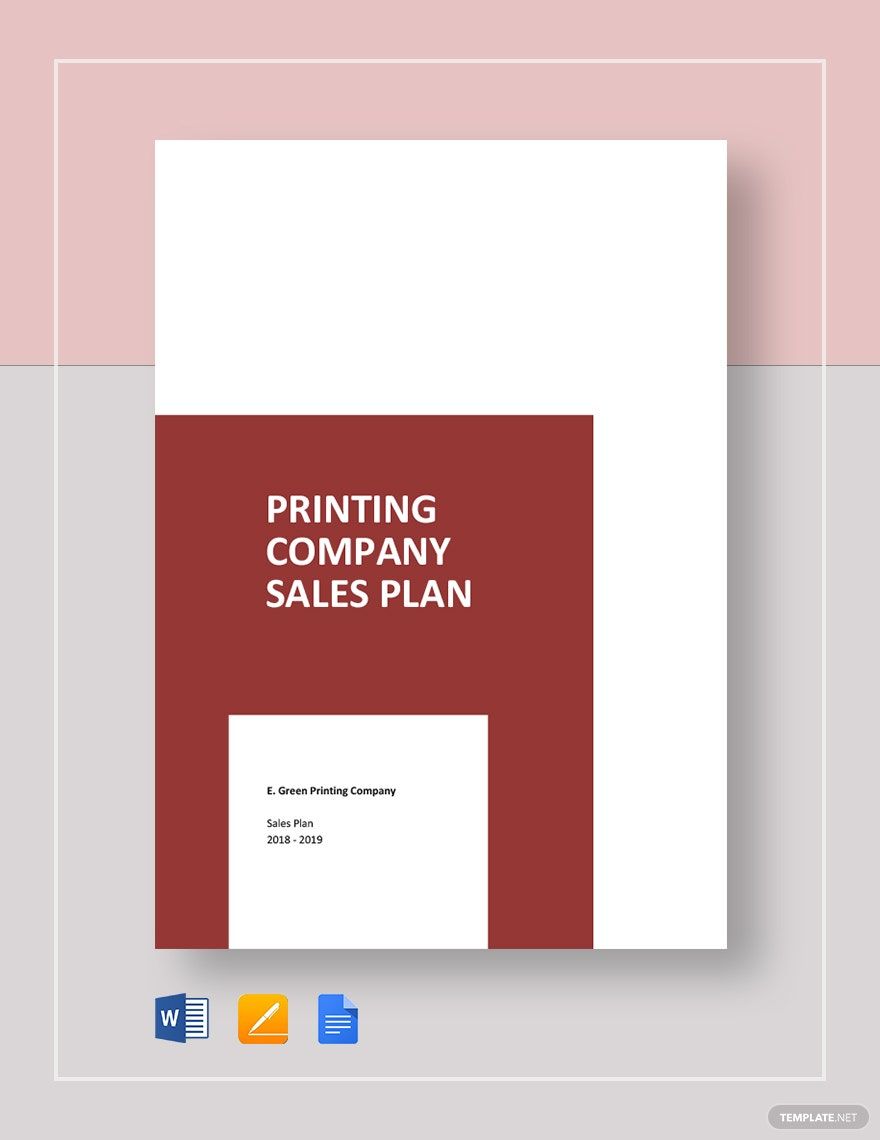 Printing Company Sales Plan Template
