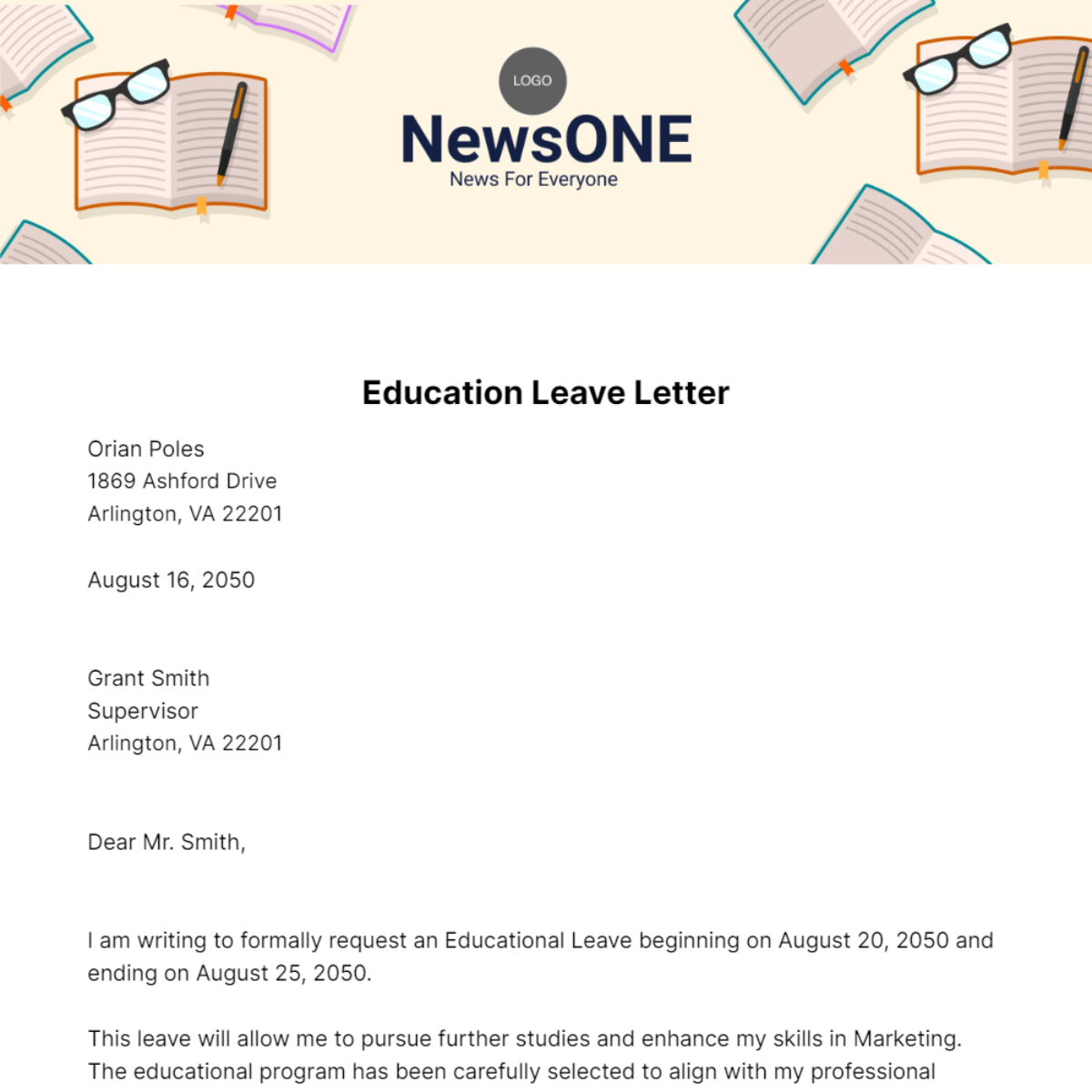 Educational Leave Letter Template