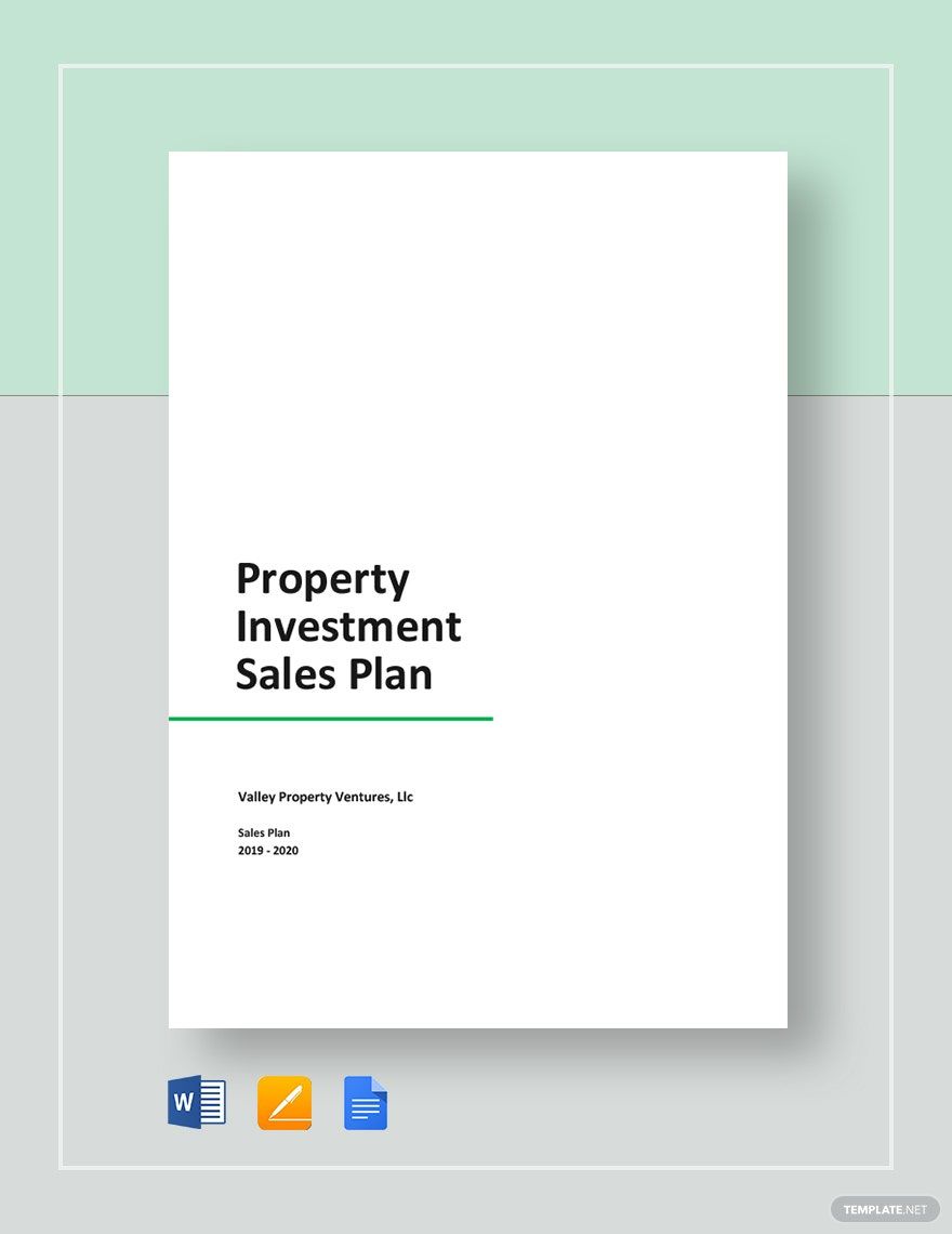 Property Investment Sales Plan Template