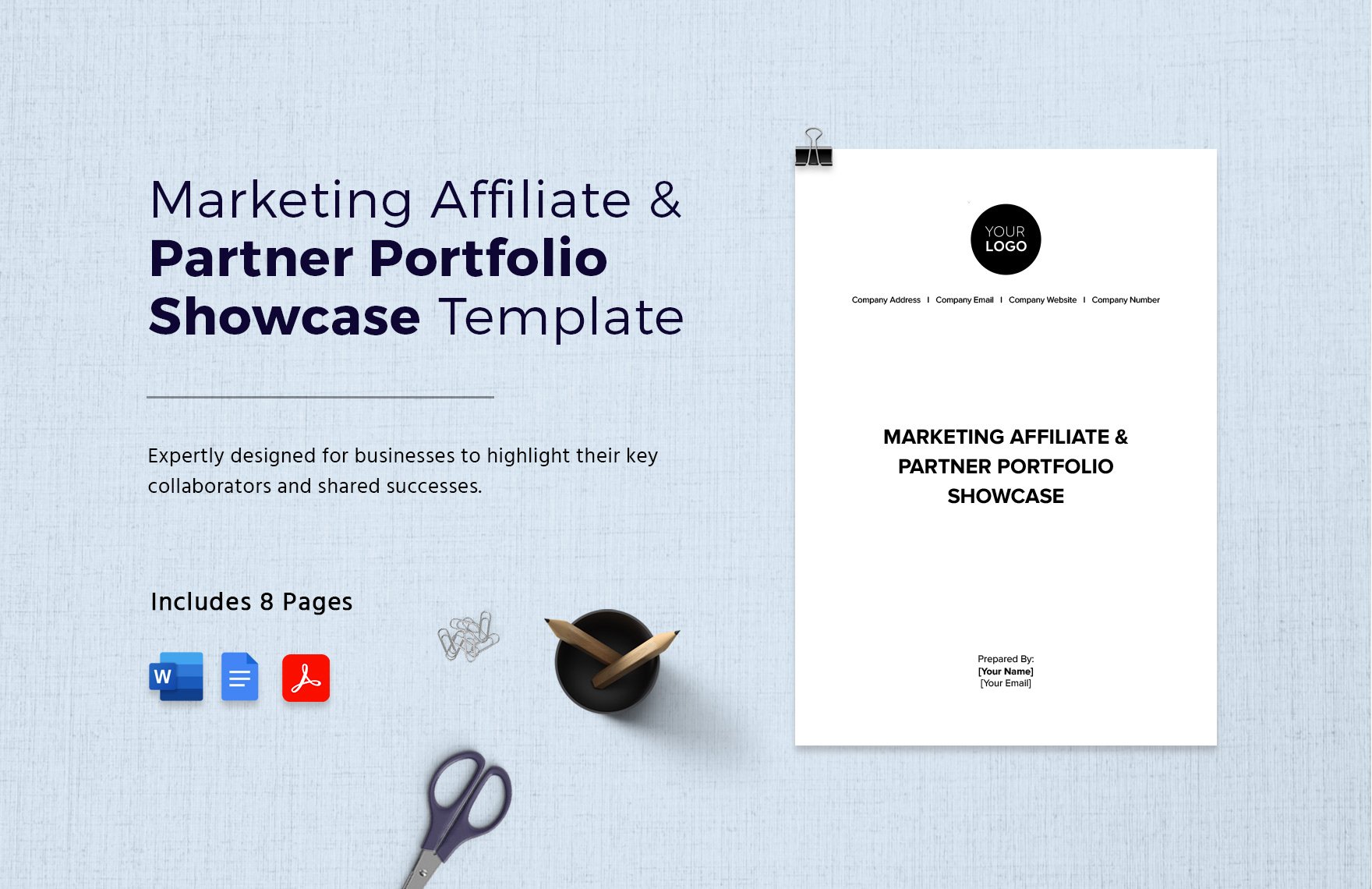 Marketing Affiliate & Partner Portfolio Showcase Template in Word, Google Docs, PDF