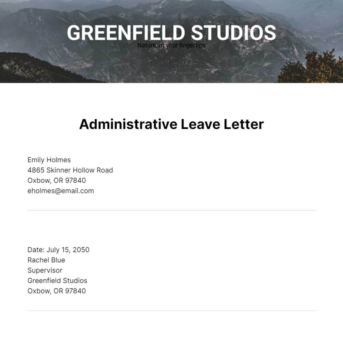 Administrative Leave Letter Template