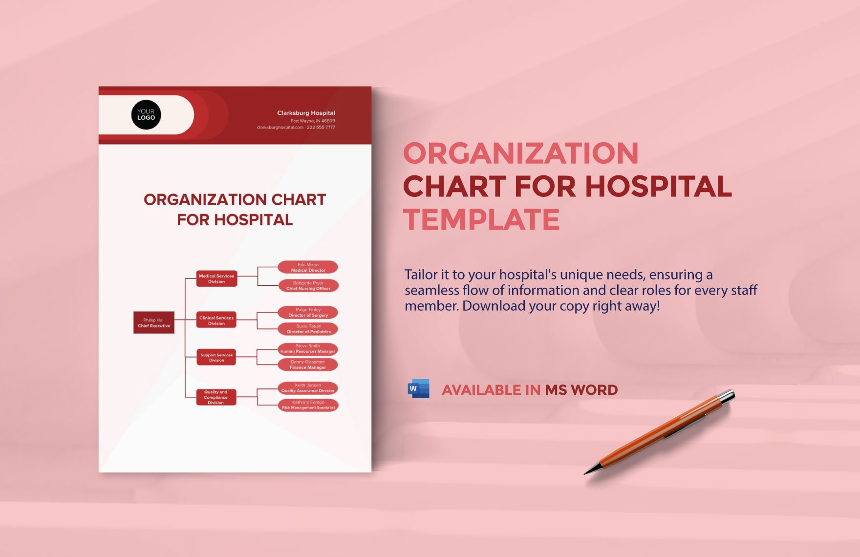 Organization Chart for Hospital Template