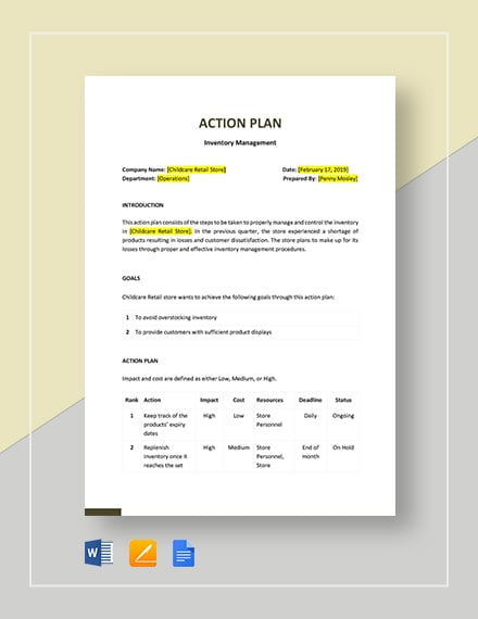 sample action plan