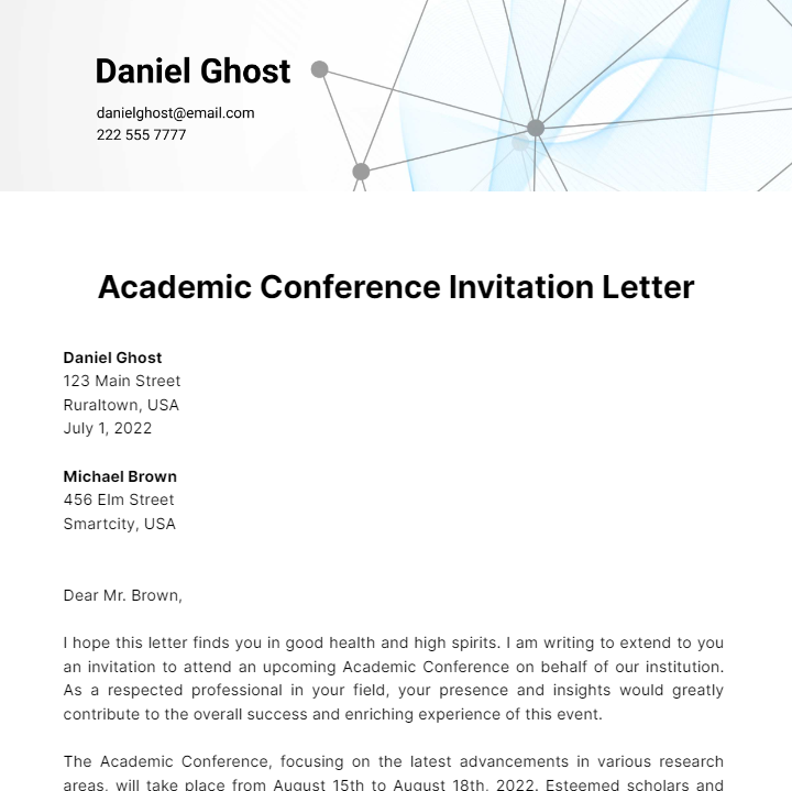 Academic Conference Invitation Letter Template