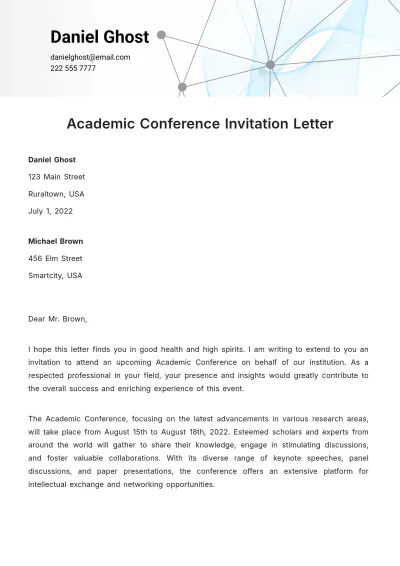 Free Academic Conference Invitation Letter Template to Edit Online