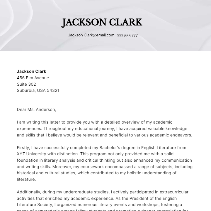 Academic Experience Letter Template - Edit Online & Download