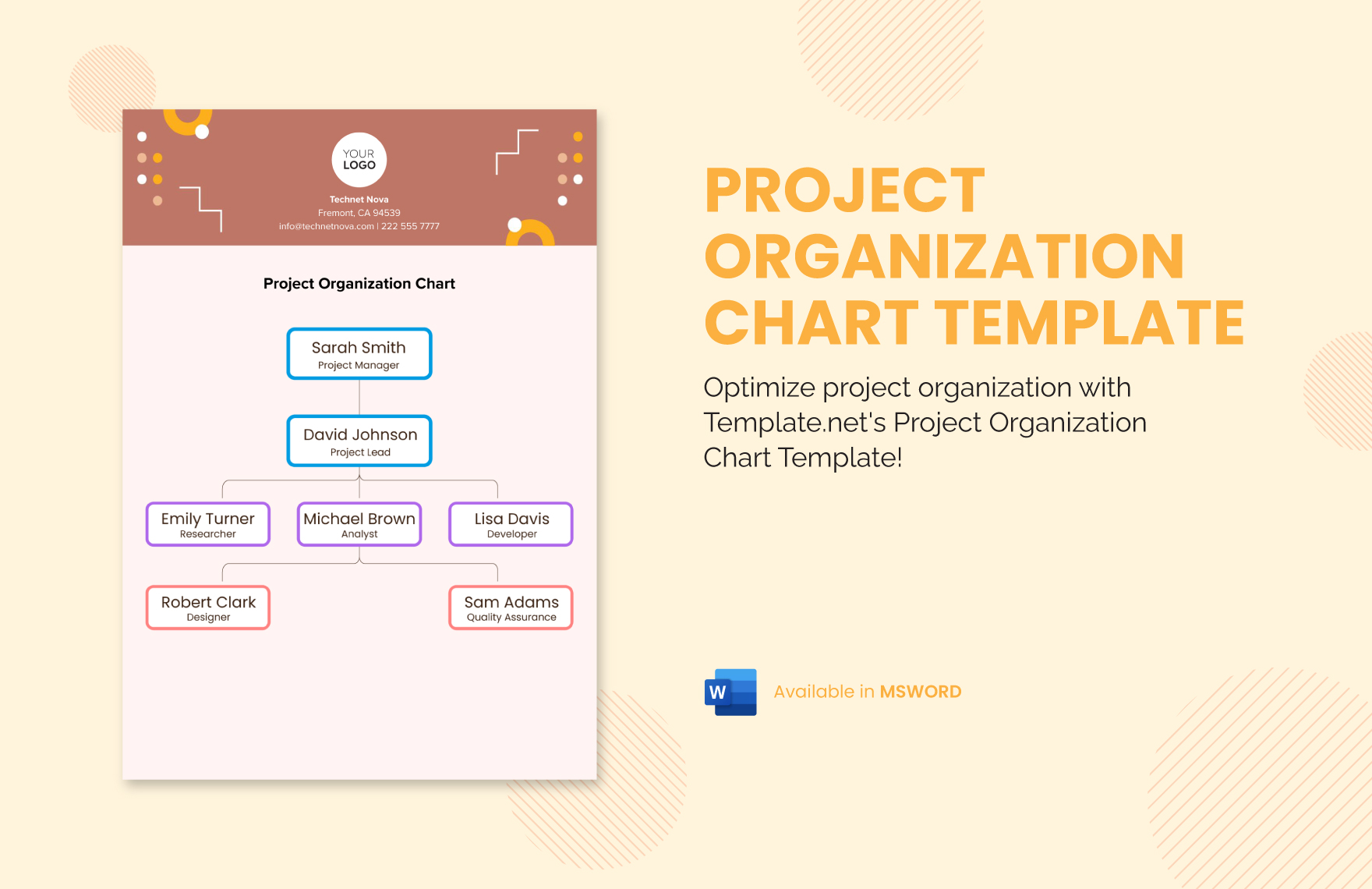 Project Organization Chart Template