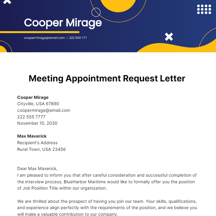 Meeting Appointment Request Letter Template