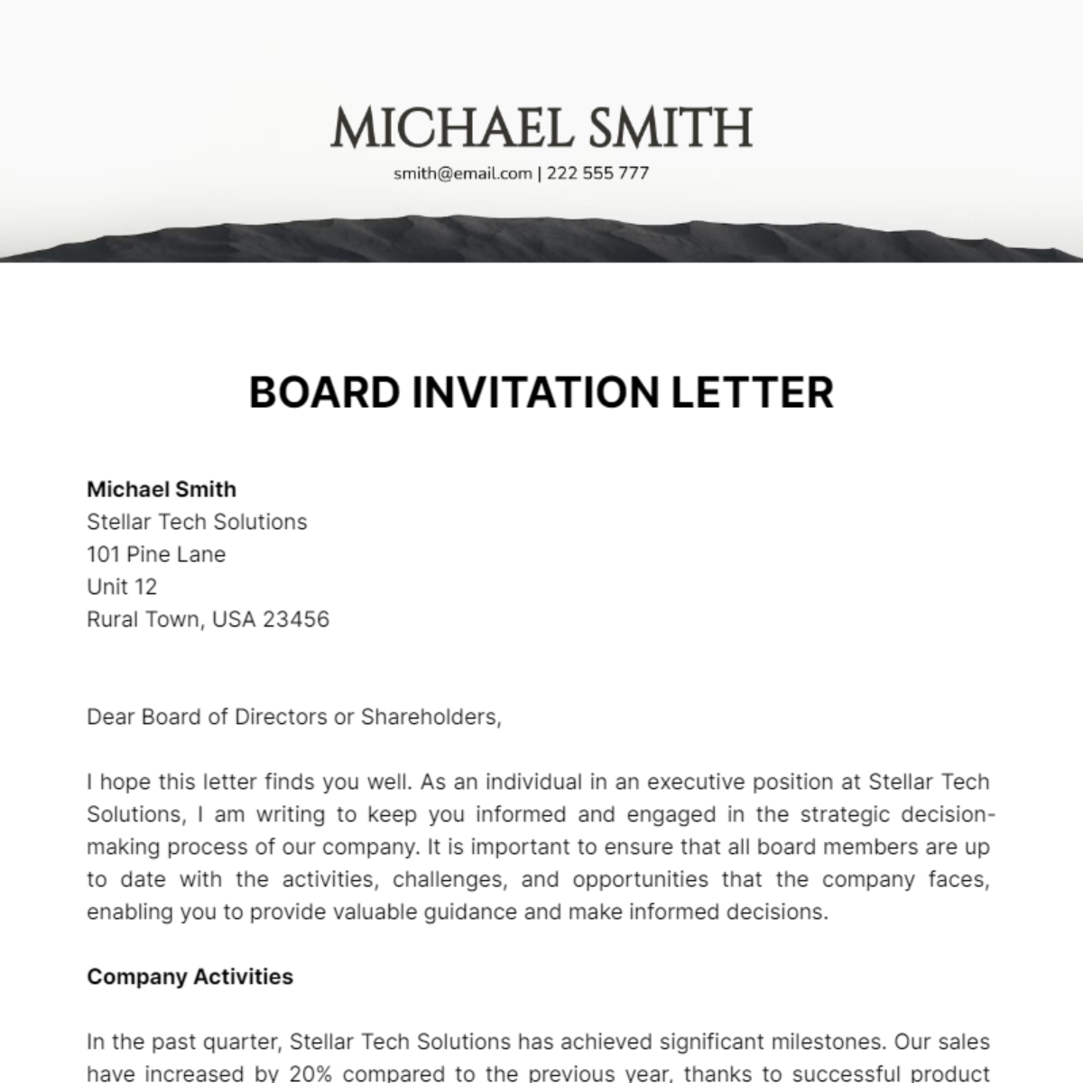 Board Invitation Letter Template