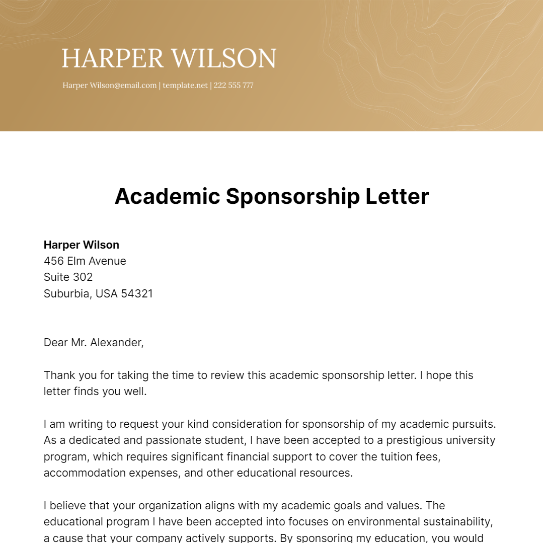 Academic Sponsorship Letter Template