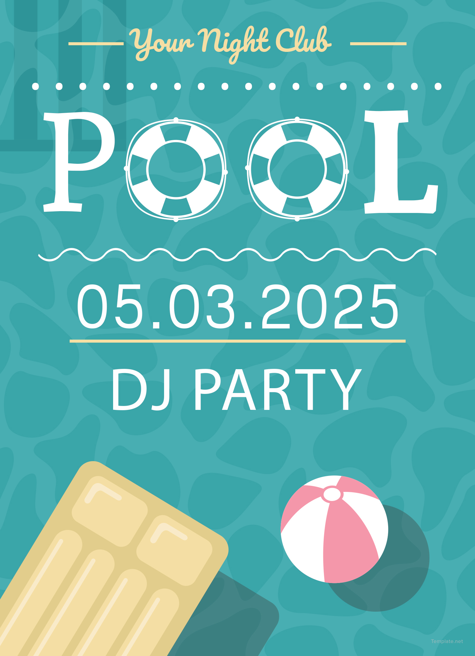 Free Printable Pool Party Invitation Template in Adobe