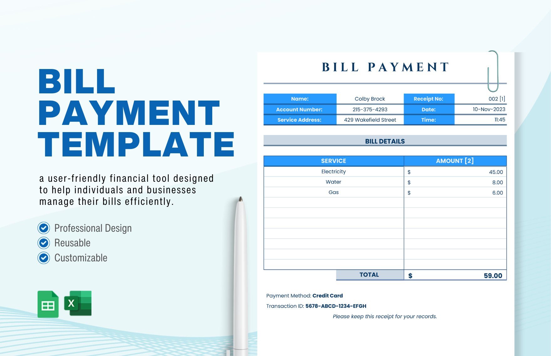 Free Bill Payment Template