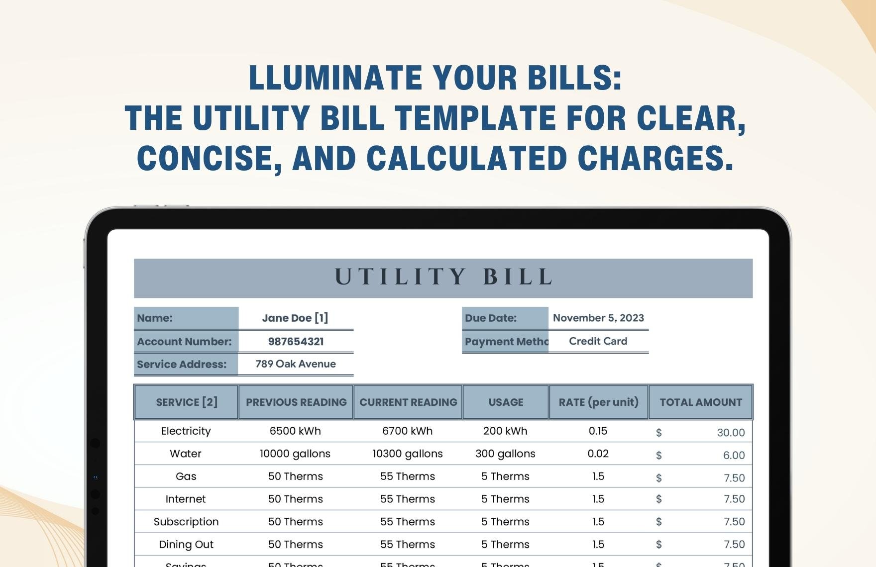 Utility Bill Template