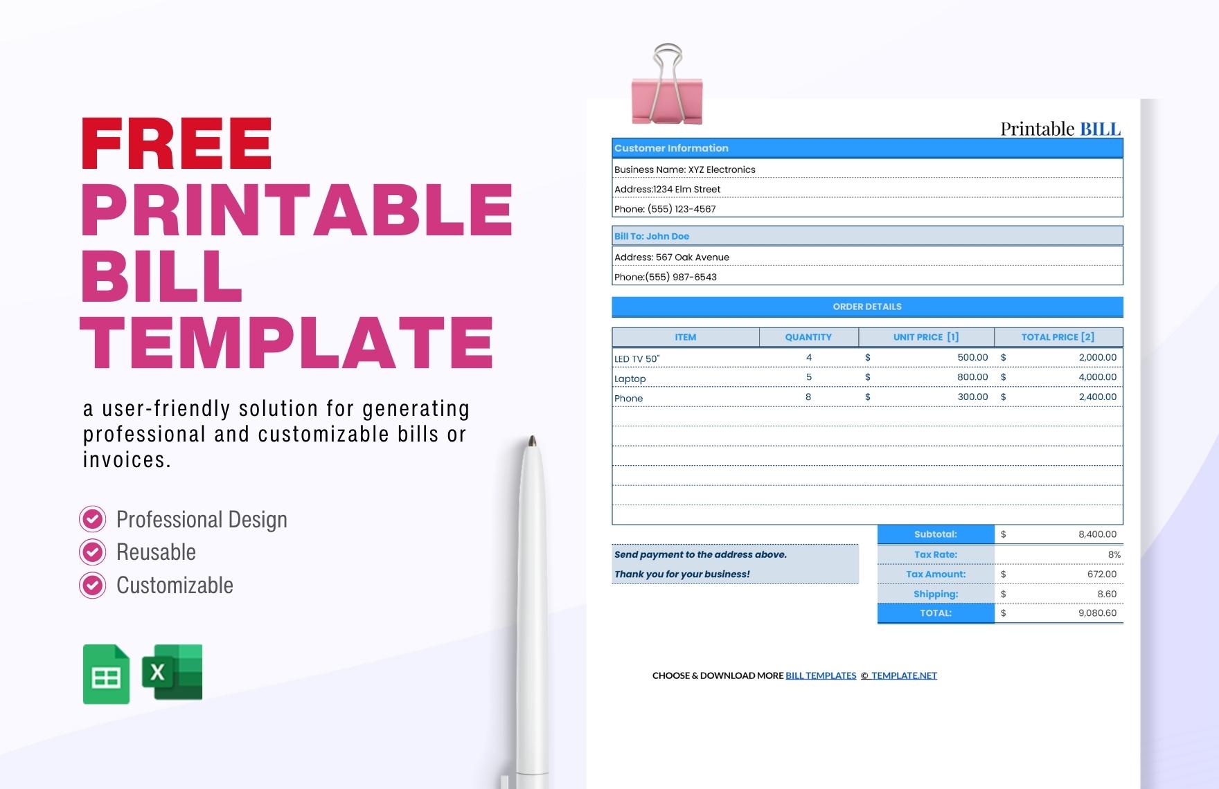 FREE Printable Template Download In Word Google Docs Excel PDF