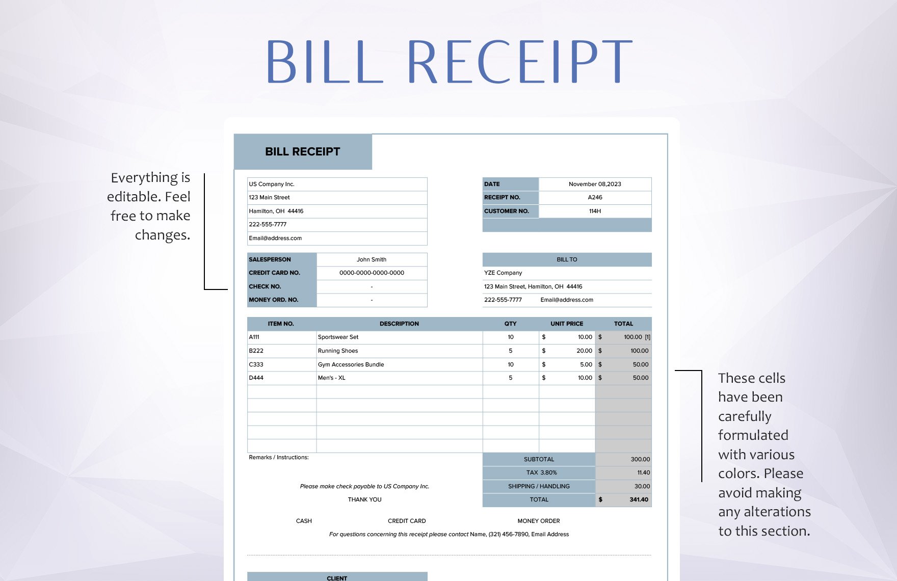Bill Receipt Template
