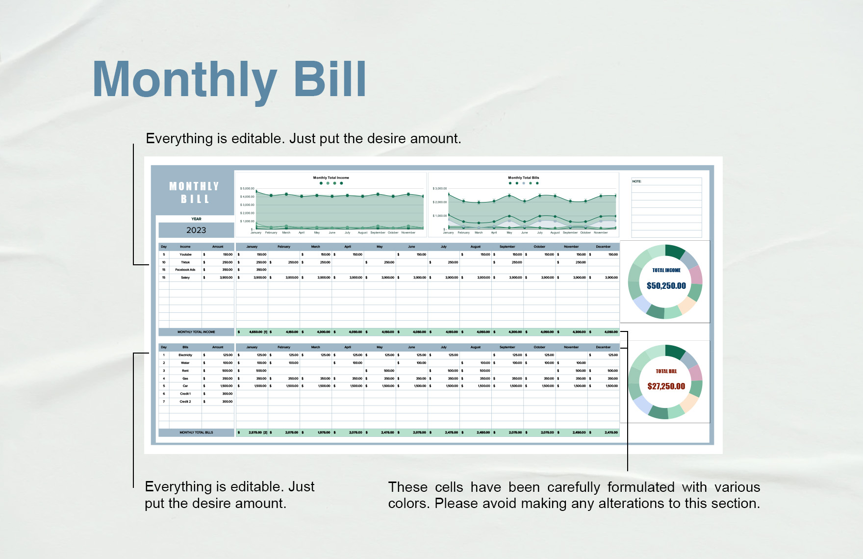 Monthly Bill Template